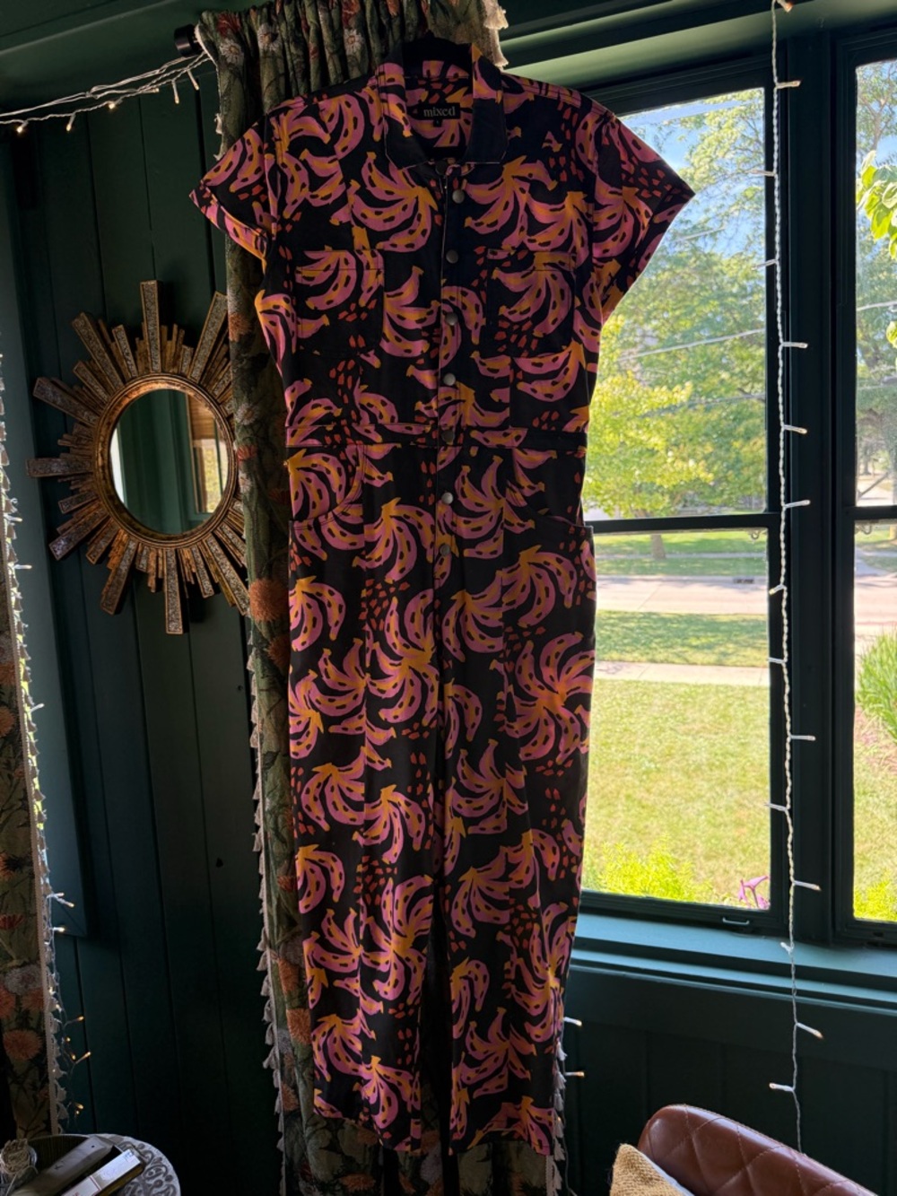 Mixed by Nasrin Pink Nana Banana Print Jumpsuit Size L